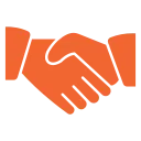 Orange handshake icon